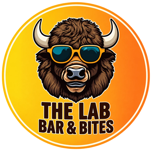 The Lab Bar & Bites: a bison in orange sunglasses